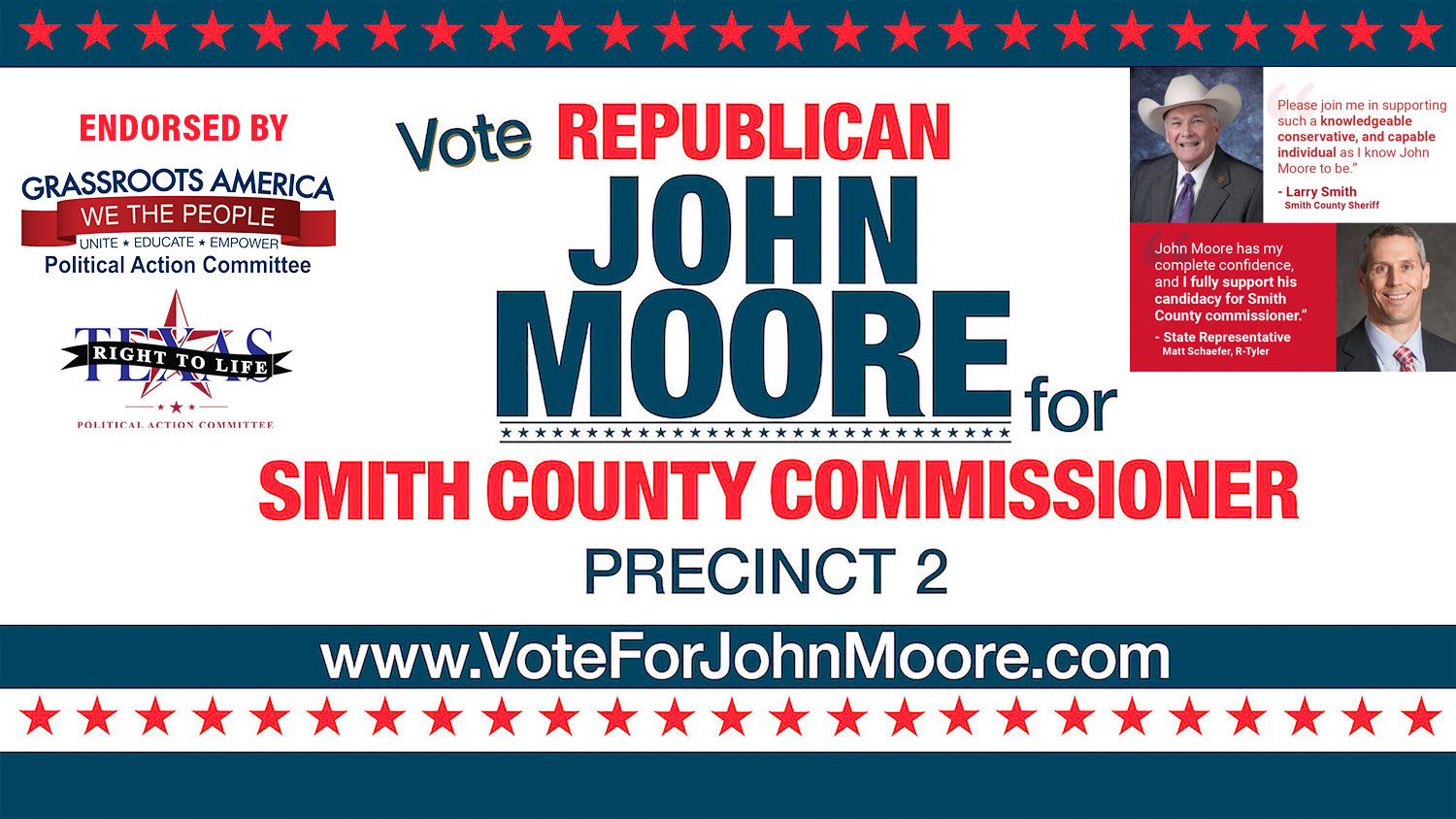 John Moore, Republican Candidate for Smith County Commissioner, Precinct 2